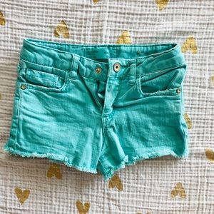 ZARA Girls turquoise denim shorts